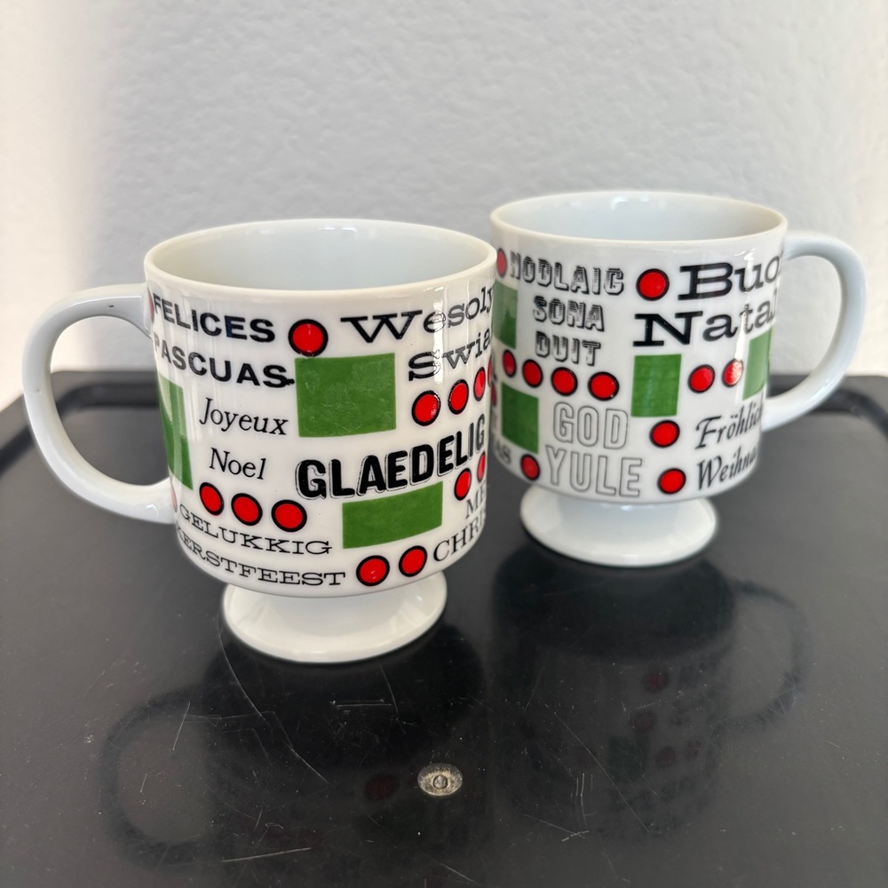 Holt Howard Merry Christmas Around the World Mugs Round Vintage Japan Tea Cups